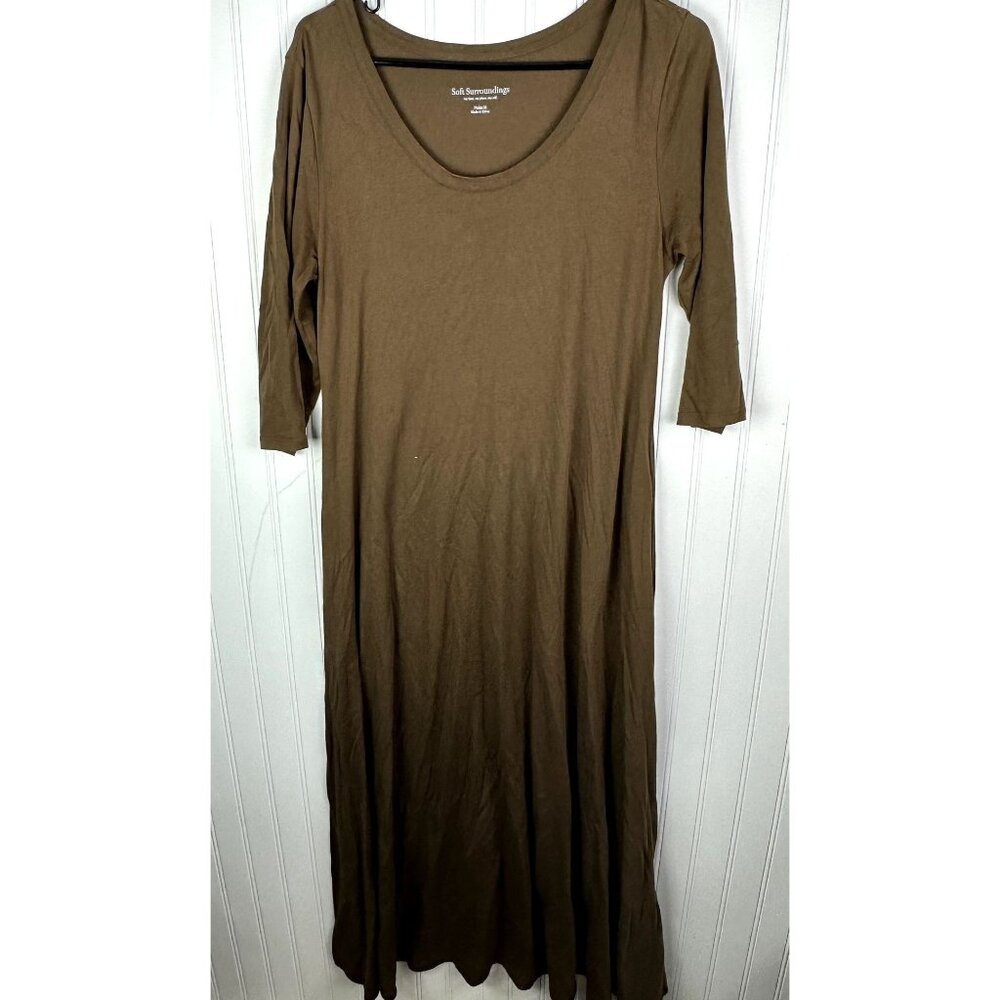 Soft Surroundings Tan/brown Dress 3/4 sleeve Size Medium Petite